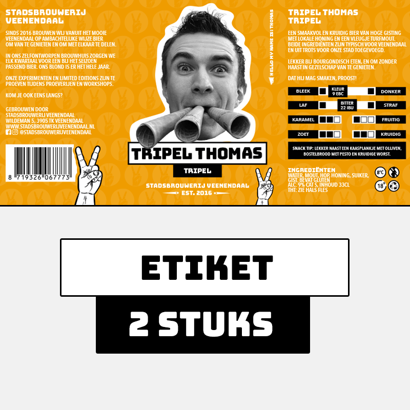 Tripel Thomas etiketten - 2 stuks